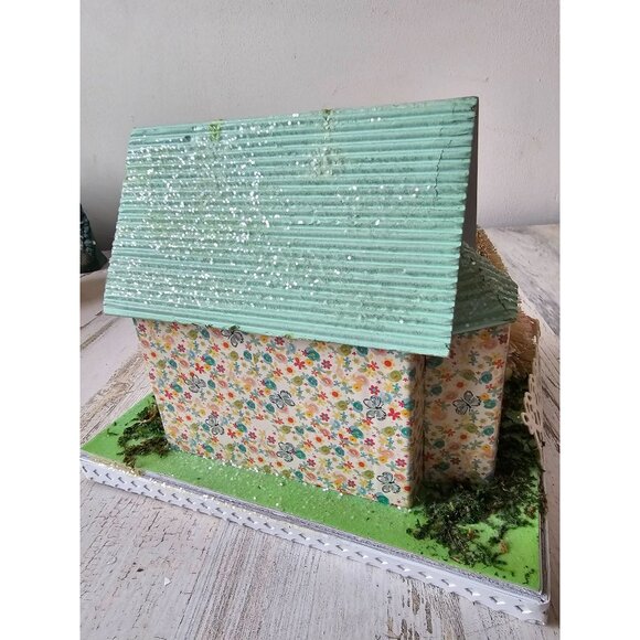 Pier 1 spring mint LED chapel village House Easter light up cardboard rare vinta - Picture 7 of 13